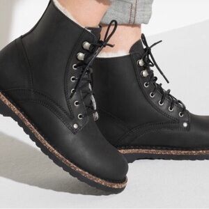 Black Lace-Up Ankle Boots
